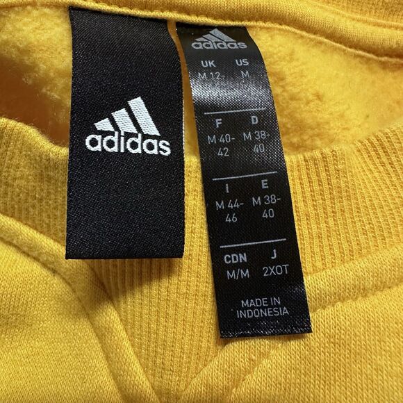 Adidas Womens sz M Butter Yellow Crop Graphic Sweatshirt Logo‎ Top VTG inspired - Picture 3 of 7